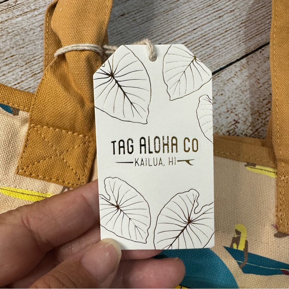 NWT Whole Foods Hawaii x Tag Aloha Mini Tote 100% Cotton Surfer Girl Tote - Picture 10 of 16
